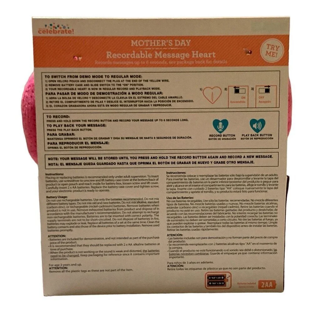 Way To Celebrate Mothers #1 Mom Recordable Message Plush Heart - Picture 7 of 14